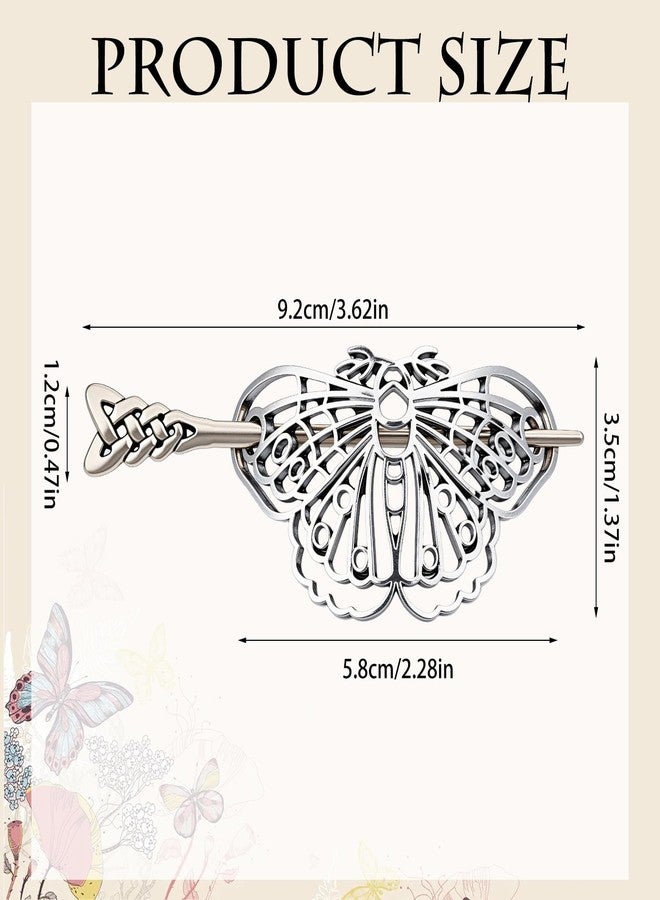 NICENEEDED Medieval Butterfly Hollow Hairpin, Vintage Antique Silver Gothic Celtic Hair Barrettes, Metal Hair Accessory for Women Party Graduation Bride - Image 2